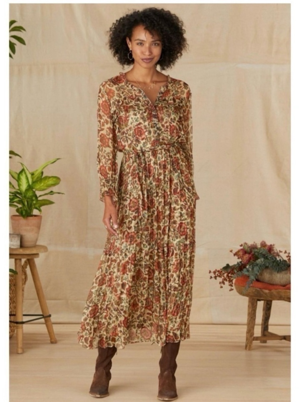 Sundance Litzy Bloom Floral Maxi Dress with Matching Slip Dress (No Waist Tie)